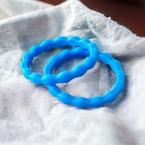 Stackable Blue Wave Silicone Rings Set 2pcs